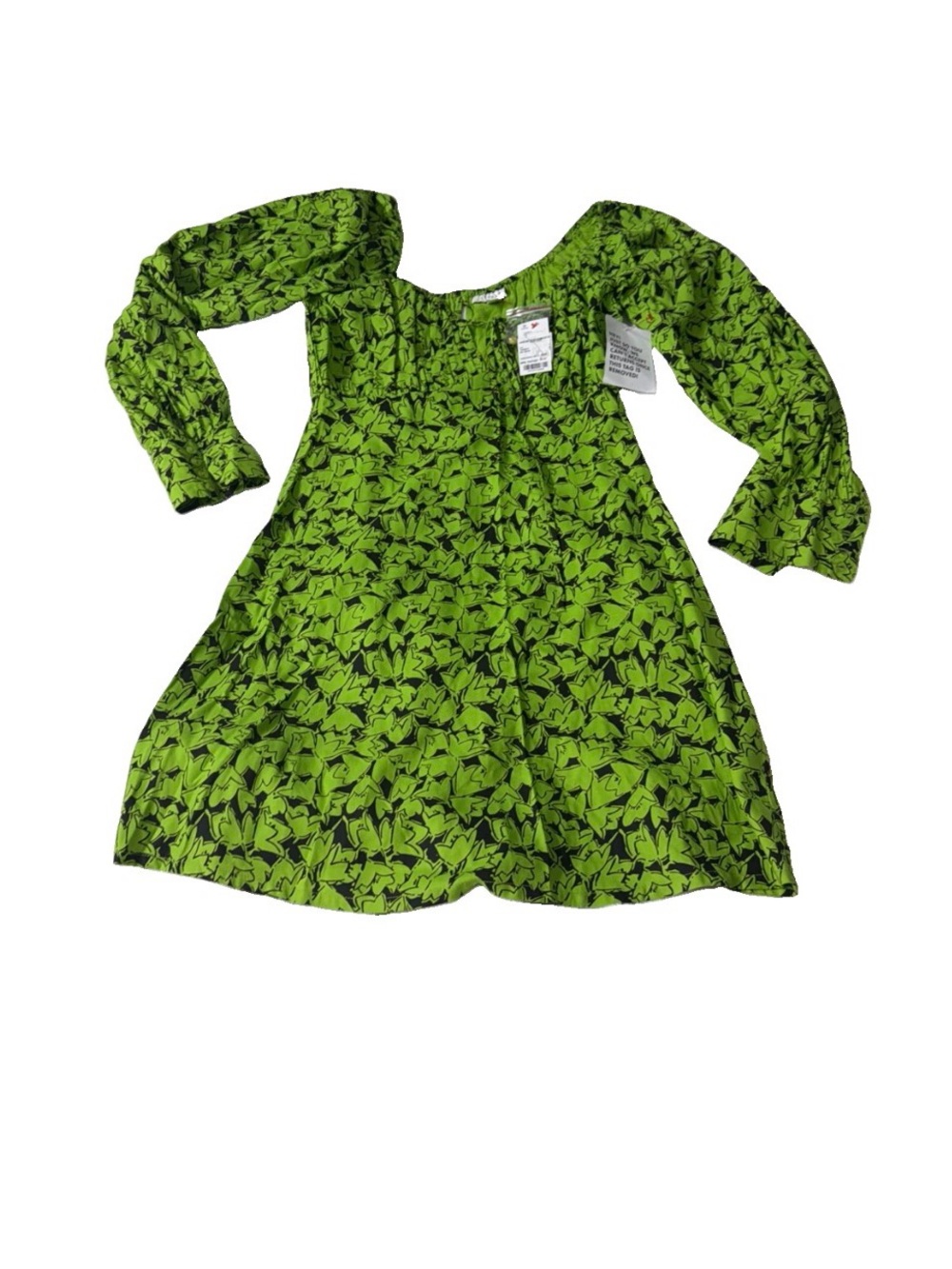 Topshop Nordstrom women’s size 4 Green Leaf-Print Long Sleeve Dress